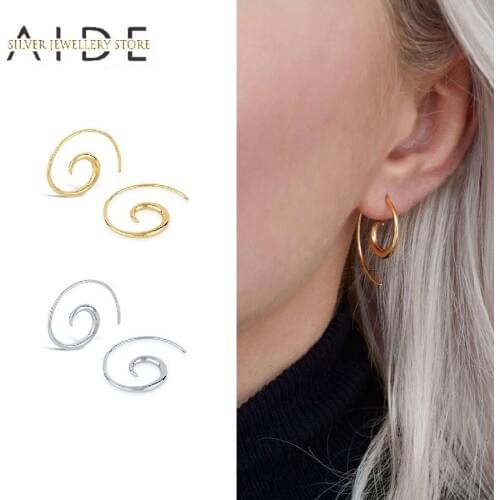 AIDE Minimalism Spiral Line Stud Earrings For Women Personalized Fashion Glossy Piercing Earings Jewelry pendientes plata 925
