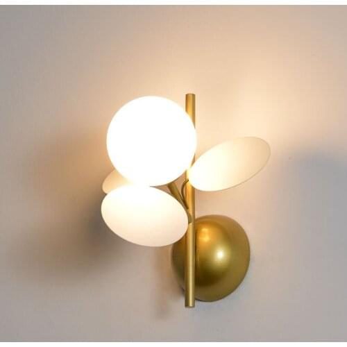 Nordic Neoclassical Baking Paint Iron Body Frosted Glass Wall Lamps for Living Room Aisle Bedroom Beside Light Kitchen Fixture