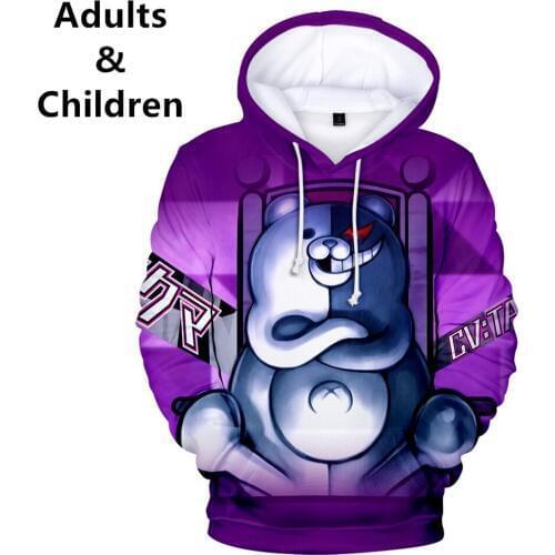 Danganronpa Monokuma Cosplay Costume Men Women Kids Hoodie Sweatshirt Game Anime Peripheral Hooded Jacket Daily Casual Coat