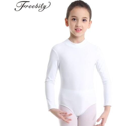 Teen Kids Ballet Dancewear Long Sleeves turtleneck Ballet Gymnastics Leotard Unitard Girls Ballet Practice Stage Dance Costumes
