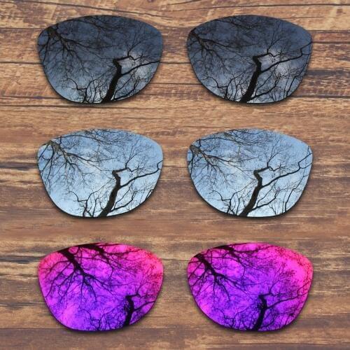 ToughAsNails 3 Pairs Black.Silver.Midnight Sun Polarized Replacement Lenses for Oakley Frogskins OO9013 Sunglasses