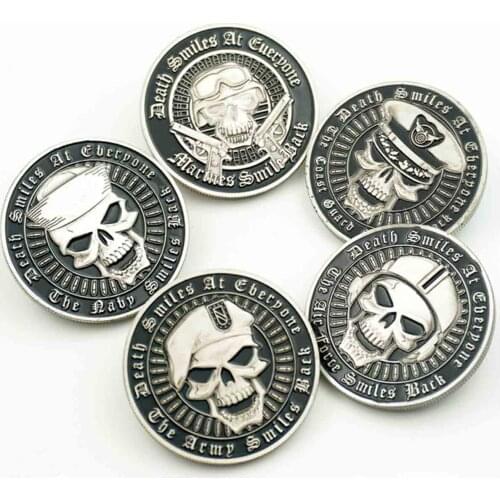 In God We Trust State Department Statue of Liberty & Eagle Skull Silver Plated Coin USA Military Challenge Souvenir Coins