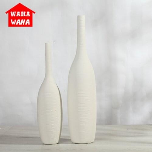 1pcs Chinese Porcelain Nordic Modern Ceramic White Vase Ornaments Creative Home Decoration Tabletop Vase Handmade Handicrafts