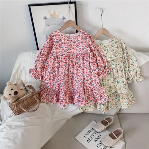 Gooporson Spring Kids Dresses for Girls Flower Long Sleeve Princess Dress Party Birthday Korean Fashion Little Children Costume