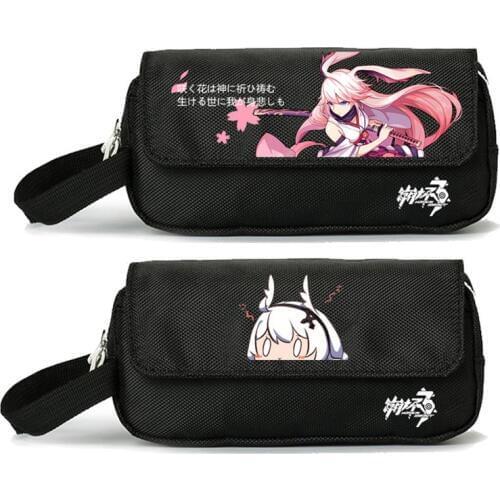 High Quality Honkai Impact 3 Print School Stationery Bags Kawaii Pencil Case Double Zip Coin Change Bags Organizer for Cosmetics