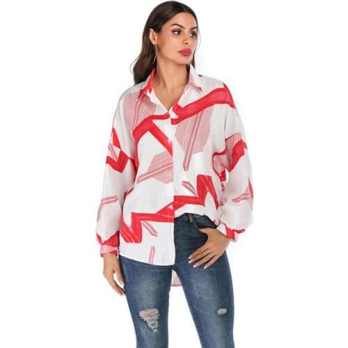 Women Turn Down Collar Long Sleeve Shirts Clothes Streetwear Fashion Buttons Top Spring Autumn Letter Newspaper Print Casual