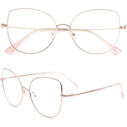 Women Cateye Eyeglass Frames for women metal Glasses frames lady Oversized Eyeglasses thin lightweight fashion Rx eyewear