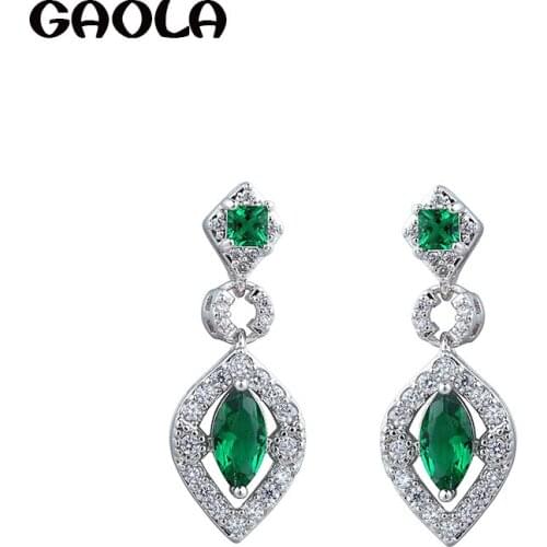 GAOLA Fashion Accessories Lovely Jewelry AAA Cubic Zirconia Plant Stud Earrings For Women GLE5393Y