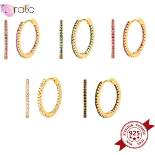 925 Sterling Silver Ear Buckle Circle Earrings for Women Simple Tiny Hoop Earrings Crystal Huggie Earrings Fashion Office Daily