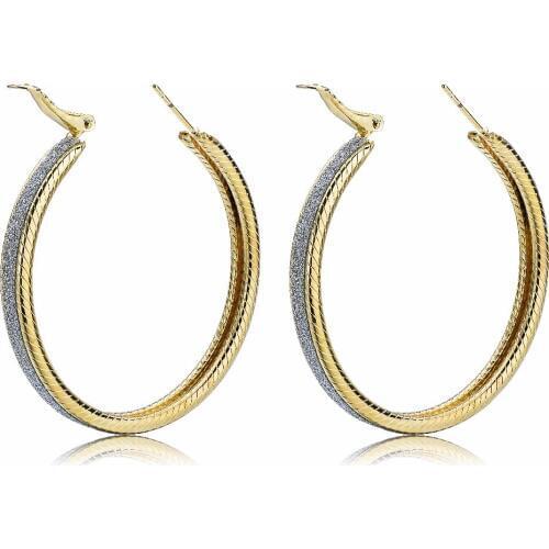 1Pair Vintage Gold Big Circle Hoop Earrings for Women Steampunk Ear Clip Party Jewelry Accessories Gift