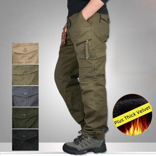 Winter Warm Pants Men Thick Military Tactical Cotton Trousers For Men Plus Velvet Casual Army Camo Pants Men Pantalon Cargo