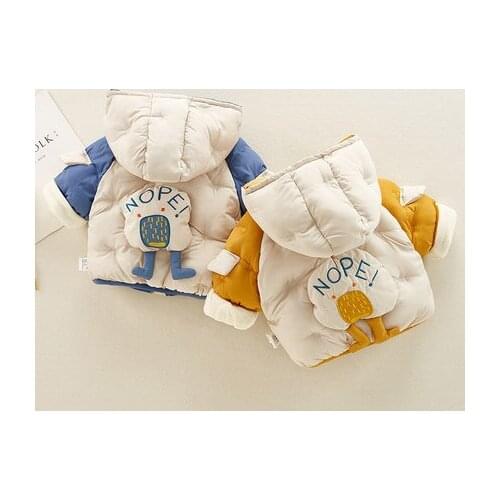Winter Thicken Baby Boy Warm Parkas Clothes Cotton-padded Jacket Baby Kids Wadded Jacket Casual Child Hooded Outwear 12M-5T