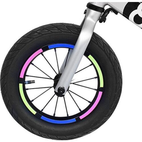 10Pcs Childrens Balance Bike Safety Stickers Wheel Decals Reflective Tire Applique Tape SReflective Sticker Bicycle Accessories