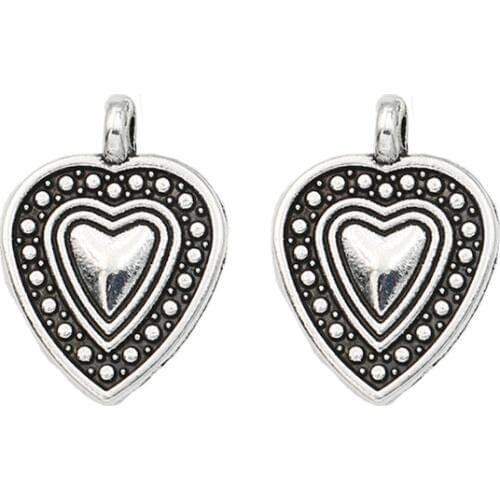 10pcs Tibetan Silver Plated Heart Charms Pendants for Jewelry Making Bracelet Jewelry Accessories Jewery Findings 19x14mm