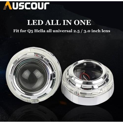 2pcs 3.0 inch DRL led day running angel eyes Projector lens shrouds white color H1 H4 H7 hid xenon kit bulb lamp car styling