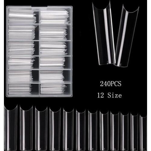 240pcs False Nail Art Tips French Natural Transparent Coffin False Nail Tips Acrylic UV Gel Nail Polish Manicure