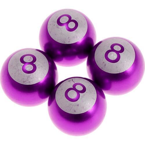 4 Pieces Purple Auto Cars Bicycle Motor Wheel Tire Valve Caps Accessories 8 Ball Stem Air Caps