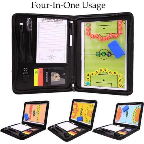 4 In 1 Football Coach Board Magnetic Coaching Strategy Board Kit Foldable Soccer Basketball Volleyball Teaching Plate Book Set