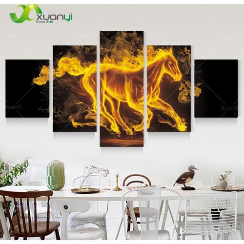 5 Panel Canvas Art Horse Painting Cuadros Decoration Abstract Art Wall Pictures For Living Room Poster And Prints Unframed
