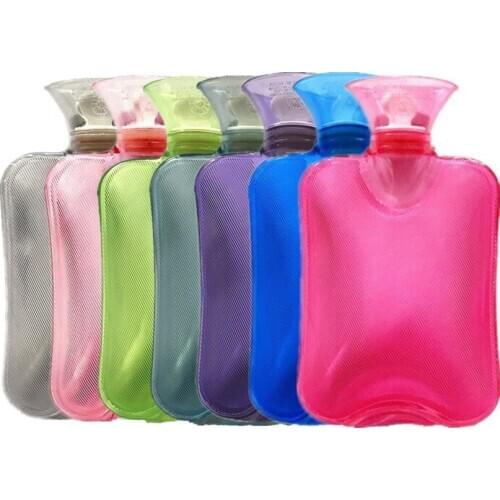 5 Pcs Hot Water Bottle Solid Color Thick PVC Irrigation Hand Warmers Explosion-proof Portable Hot Water Bags 2000ml Wholesale X2