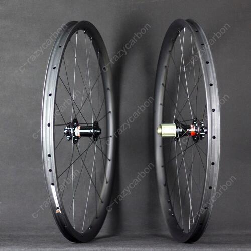 Asymmetric MTB Carbon Wheelset XC Wheels Hookless Offset Rim Clincher Tubeless Compatible 29ER