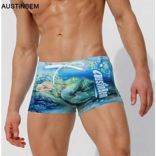 AUSTINBEM love mythology print men swim swimwear beach men swimsuit guy boy men swim trunk short brief sunga bathing suit bikini