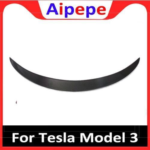 Car Styling Spoiler Carbon Fiber Rear Trunk Spoiler Black Finish For Tesla Model 3 2017 2018 2019
