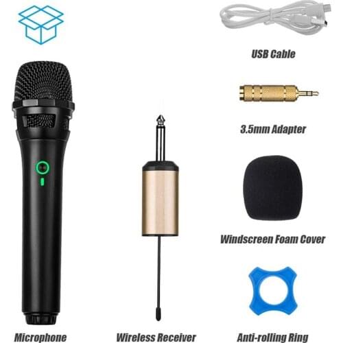Wireless Dynamic Microphone, UHF Cordless Microphone System with Portable Receiver for House Parties, Karaoke, Meeting