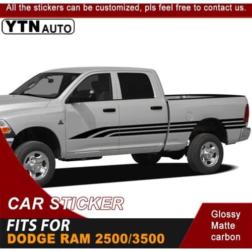 Side Door Bed Box Car Stickers Racing Stripe Graphic Vinyl Car Decals Car Accessories For Dodge Ram 2500/3500 Crew Cab 6'4 Box