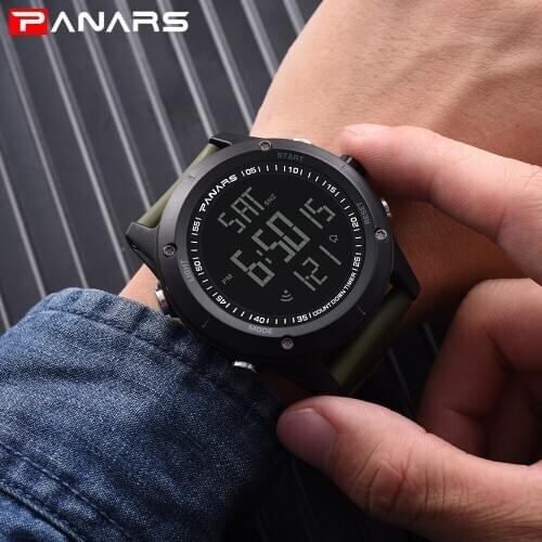 PANARS Outdoor Sports Mens Watch Countdown Waterproof Dual Time LED Digital Watches Masculino Relogio Male Electronic Watch