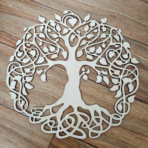 Tree of Life Shape Laser Cut Wood Wall Art Home Decor Handmade Craft Making Sacred Geometry Ornament Hang Wooden Wall Sign