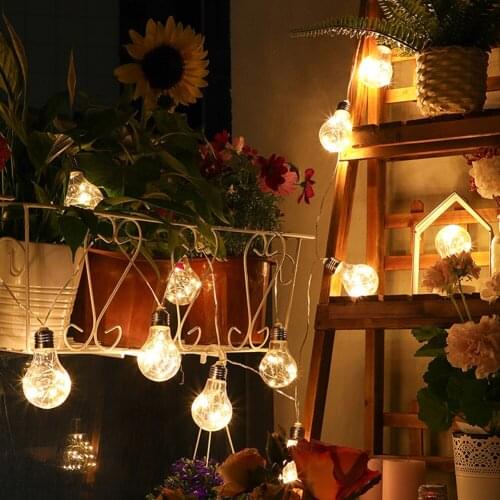 Copper Wire Bulbs String Lights, 10 Bulbs Garland Lights Battery Operated Hanging Lights Warm White Clear Round Ball LED Lights