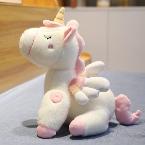 80cm Giant Rainbow Unicorn Plush Toy Stuffed Unicornio Wings Doll Animal Flying Horse Pillow Best Gift Present For Girls Kids