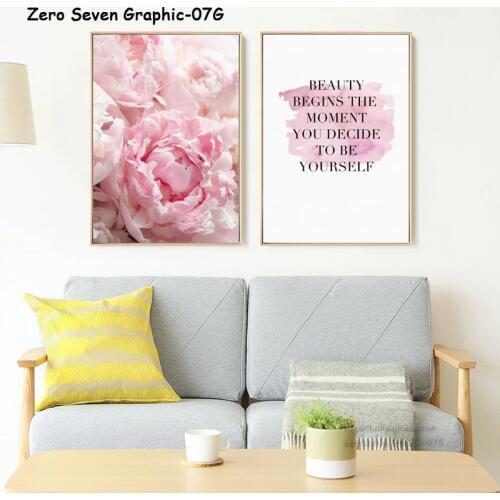 Canvas Painting Elegant Pink Peony Art Picture Print Poster Living Room Bedroom Home Decor