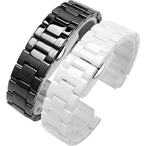 16*9mm 20*11mm black white ceramic watch band concave interface bracelet replacement ceramic watch strap