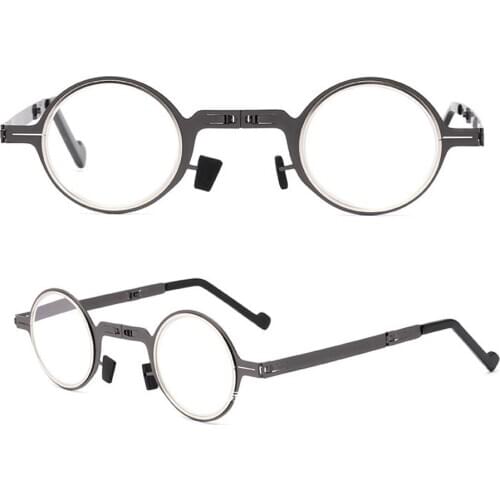 Round Retro Anti-Blu-ray Foldable Portable Reading Glasses Men Full-rim Easy to Carry Ultralight with Box +1 +1.5 +2 +2.5 to +4
