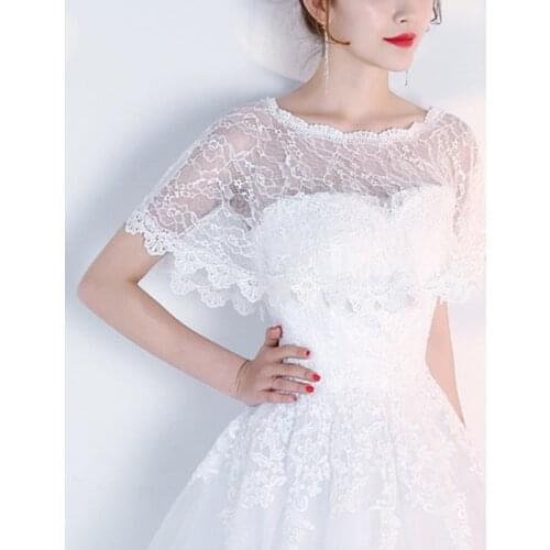 High Quality Lace Wedding Wraps Short Bridal Shawl Summer Lace Female Evening Party Capes Wedding Accessories Womens Cape New