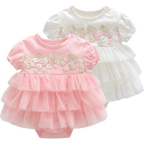 Summer baby girl dress baptism for newborn baby girl clothes pink set 2 kids flower dresses for girls wedding baby clothing