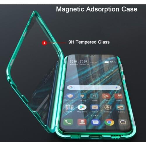 Metal Magnetic Adsorption Case For Huawei nova 5 pro Case Tempered Glass The front Back Cover For Huawei Nova 5i Cases Bumper