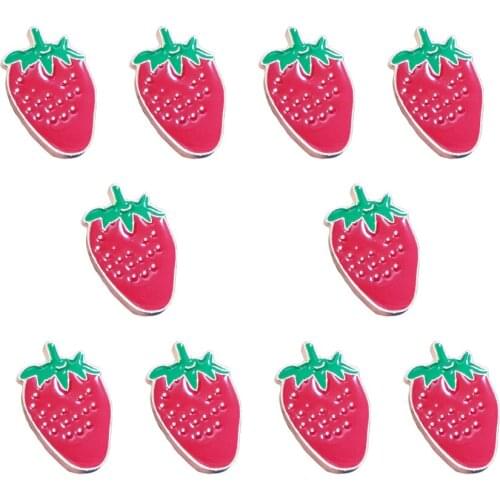 10Pcs Fashion Strawberry Enamel Lapel Pin Cartoon Fruits Brooch Badge Backpack Cute Pins Gifts For Friends Jewelry
