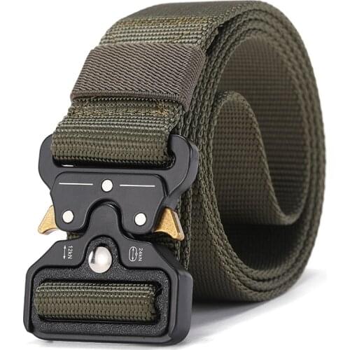 2021 Men Tactical Belts Nylon Military Waist Belt with Metal Buckle Adjustable Duty Training Waist Belt Hunting Accessories