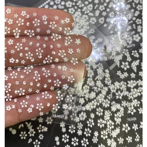3D Nail Stickers Decals 30PCS/Lot Transfers White-Glitter Flower Rhinestone Nails Art Sticker decals foam nail polish sticker