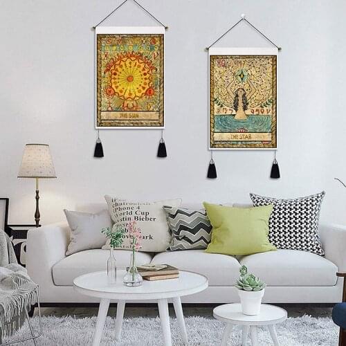 Psychedelic Mandala Tarot Card Pattern Phase Tapestry Wall Hanging Tapestries Bohemia Hippie Witchcraft Wall Bedroom Cloth Decor