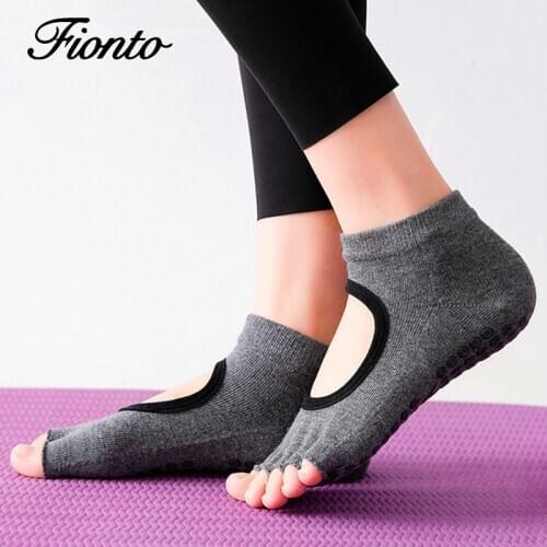 Hot 5 Toe Yoga Socks Silicone Non Slip Quick-Dry Pilates Sock Foot Heel Cotton Ventilation Ballet Dance Sock for Women Fitnes