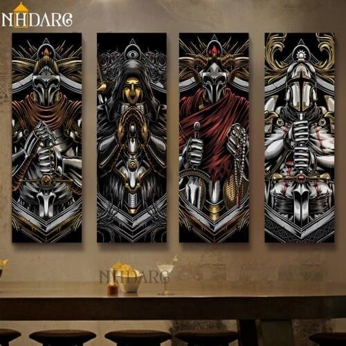 Armored Dark Knights Posters And Prints Canvas Painting Art Large Size Wall Pictures for Living Room Restaurant Home Decor