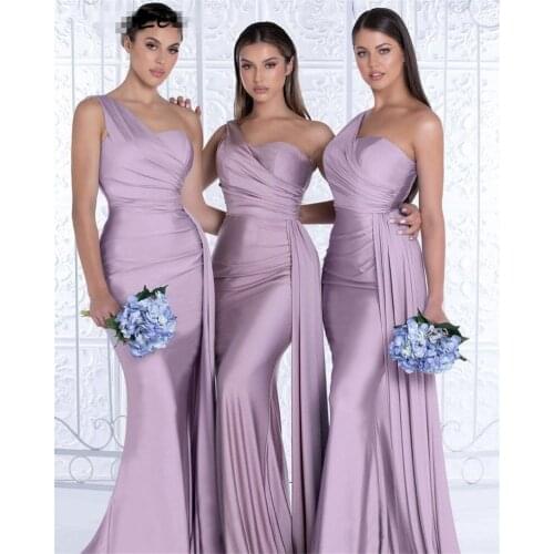 Bridesmaid Dresses With Zipper Wedding Party Bridemaid GownsBridesmaid Dresses Sweetheart One Shoulder Spandex Satin Mermaid