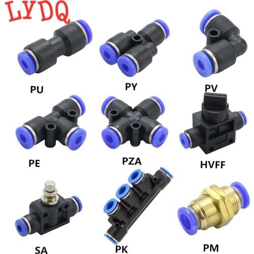 Pneumatic Fitting Pipe Connector Tube Air Quick Fittings Water Push In Hose Couping 4mm 6mm 8mm 10mm 12mm 14mm PU PY PK