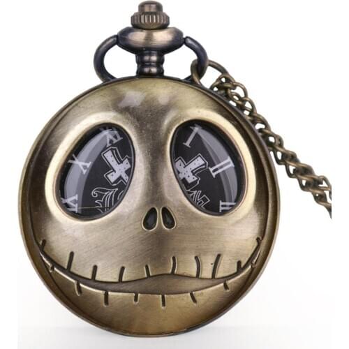 Popular Movie Themes Pocket Watch Nightmare Masks Before Christmas Mens Quartz Pocket Watch And Necklace Chain Mens Fob Watch