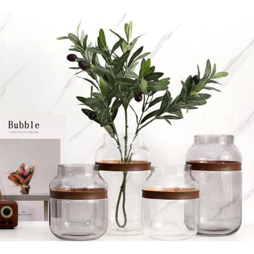 Household transparent glass vases round concise design INS home wind table living room placement vases Home Decorations