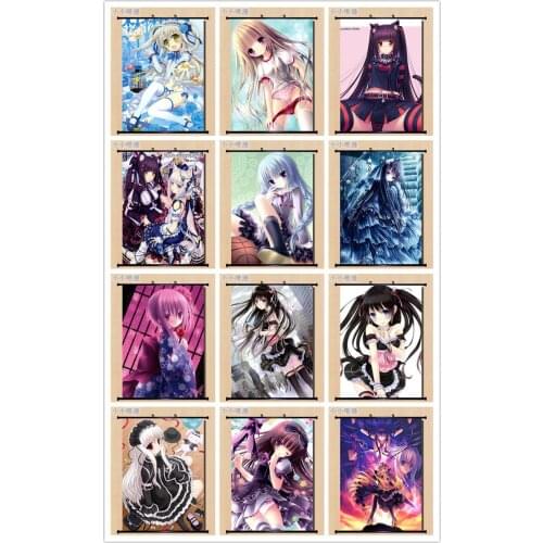 Coscase Japanese Decorative Pictures Anime Games Tsukiyono Chakai Sasha & Farfa & Ren Home Decor Wall Scroll Poster